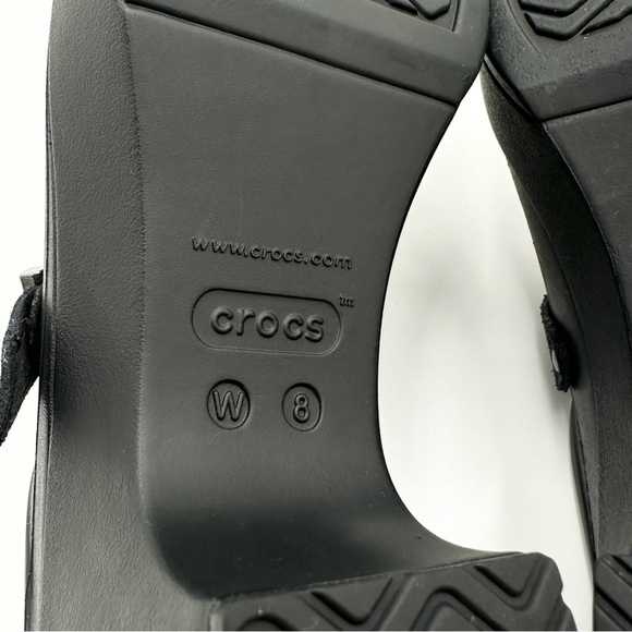 Crocs Sarah Clog Block Heel Mules Slip On Black - Picture 10 of 11